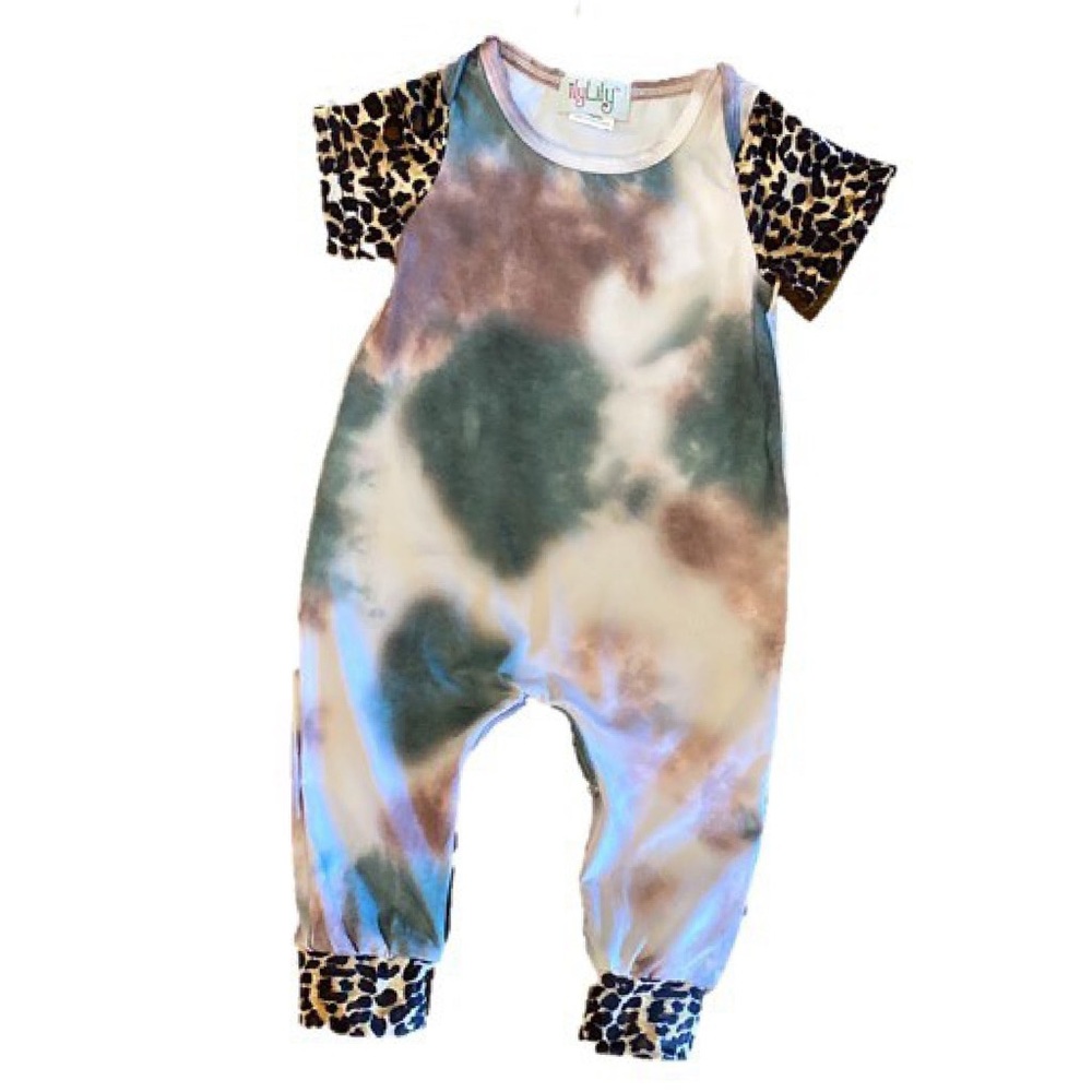 Ily Lily Leopard Print and Tie Dye Onesie